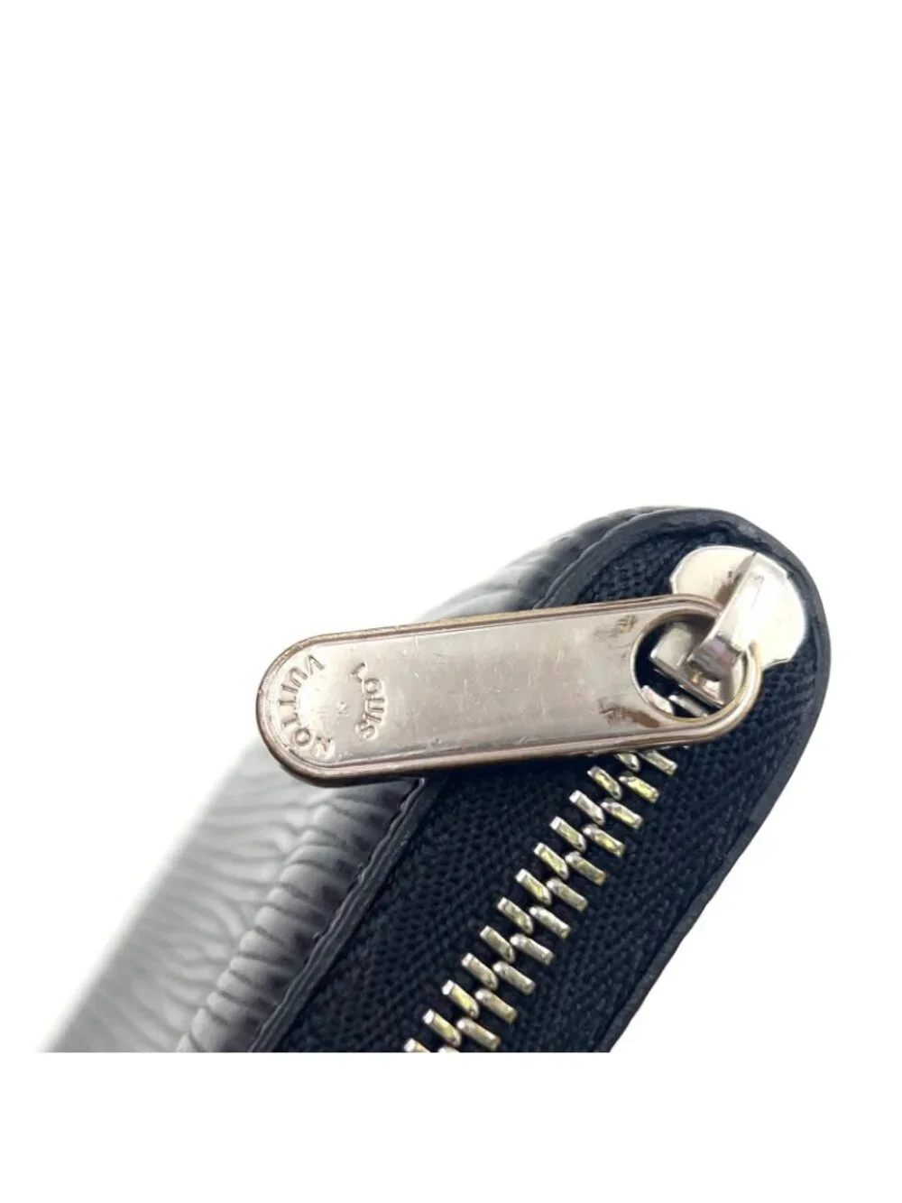 Louis Vuitton Zippy Coin Purse Epi Noir Leather Black Case Silver